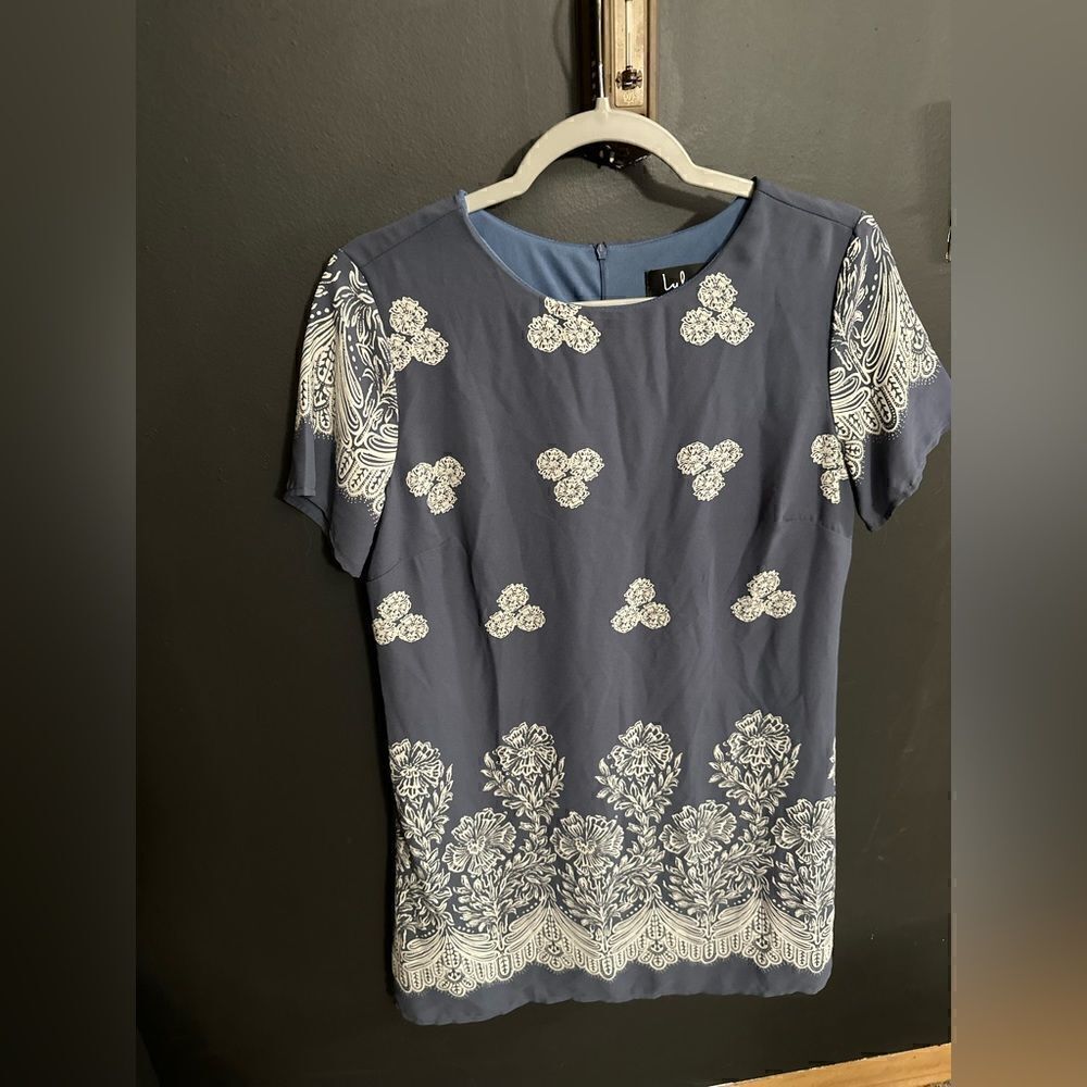 Lulu’s Riverside Slate Blue Floral Print Shift Dress Medium 469752 - Picture 5 of 16